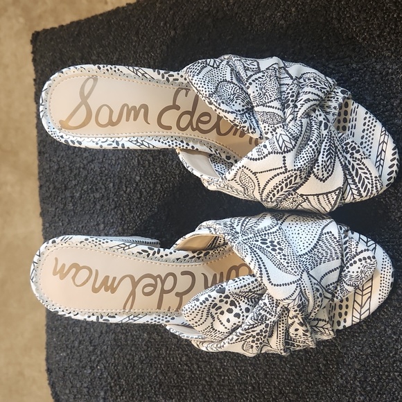 SAM EDELMAN Black & White Oda Knot Slip Heels Size 6 - Picture 2 of 5